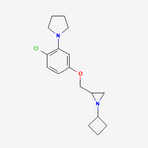 molecular formula C17H23ClN2O B2418111 1-[2-Chloro-5-[(1-cyclobutylaziridin-2-yl)methoxy]phenyl]pyrrolidine CAS No. 2411195-46-3