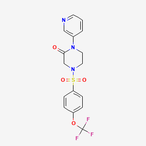 molecular formula C16H14F3N3O4S B2418123 1-(Pyridin-3-yl)-4-((4-(trifluoromethoxy)phenyl)sulfonyl)piperazin-2-one CAS No. 2320642-86-0