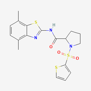 molecular formula C18H19N3O3S3 B2418125 N-(4,7-dimethylbenzo[d]thiazol-2-yl)-1-(thiophen-2-ylsulfonyl)pyrrolidine-2-carboxamide CAS No. 1050209-78-3