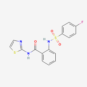 molecular formula C16H12FN3O3S2 B2418161 2-(4-fluorobenzenesulfonamido)-N-(1,3-thiazol-2-yl)benzamide CAS No. 898465-90-2