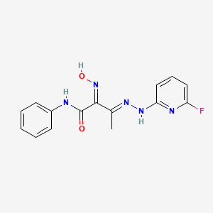 molecular formula C15H14FN5O2 B2418167 3-[2-(6-fluoro-2-pyridinyl)hydrazono]-2-(hydroxyimino)-N-phenylbutanamide CAS No. 338748-50-8