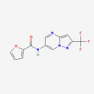 molecular formula C12H7F3N4O2 B2418179 N-[2-(trifluoromethyl)pyrazolo[1,5-a]pyrimidin-6-yl]furan-2-carboxamide CAS No. 2034504-06-6