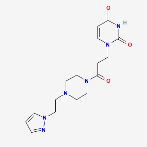 1-(3-(4-(2-(1H-pyrazol-1-yl)ethyl)piperazin-1-yl)-3-oxopropyl)pyrimidine-2,4(1H,3H)-dione