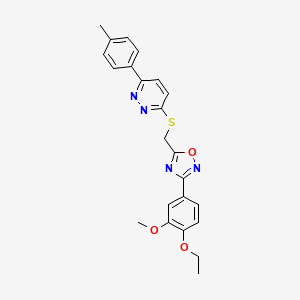 3-(4-Ethoxy-3-methoxyphenyl)-5-(((6-(p-tolyl)pyridazin-3-yl)thio)methyl)-1,2,4-oxadiazole