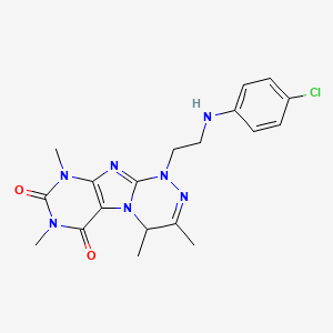 molecular formula C19H22ClN7O2 B2418191 1-(2-((4-chlorophenyl)amino)ethyl)-3,4,7,9-tetramethyl-7,9-dihydro-[1,2,4]triazino[3,4-f]purine-6,8(1H,4H)-dione CAS No. 923217-96-3