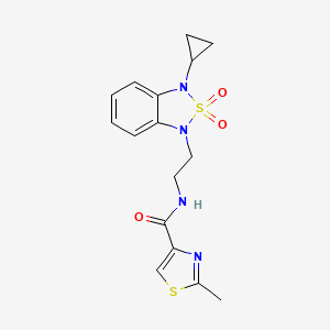 molecular formula C16H18N4O3S2 B2418193 N-[2-(3-cyclopropyl-2,2-dioxo-1,3-dihydro-2lambda6,1,3-benzothiadiazol-1-yl)ethyl]-2-methyl-1,3-thiazole-4-carboxamide CAS No. 2097921-06-5
