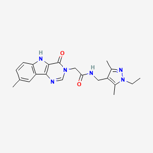 N-((1-ethyl-3,5-dimethyl-1H-pyrazol-4-yl)methyl)-2-(8-methyl-4-oxo-4,5-dihydro-3H-pyrimido[5,4-b]indol-3-yl)acetamide