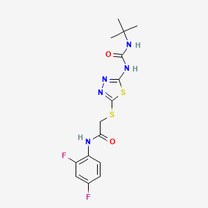 2-[[5-(tert-butylcarbamoylamino)-1,3,4-thiadiazol-2-yl]sulfanyl]-N-(2,4-difluorophenyl)acetamide