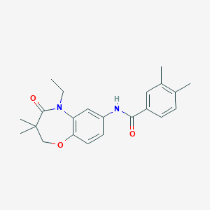 molecular formula C22H26N2O3 B2418200 N-(5-ethyl-3,3-dimethyl-4-oxo-2,3,4,5-tetrahydrobenzo[b][1,4]oxazepin-7-yl)-3,4-dimethylbenzamide CAS No. 921789-92-6