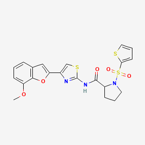 N-(4-(7-methoxybenzofuran-2-yl)thiazol-2-yl)-1-(thiophen-2-ylsulfonyl)pyrrolidine-2-carboxamide