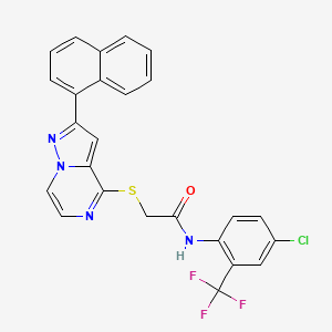 molecular formula C25H16ClF3N4OS B2418208 N-[4-CHLORO-2-(TRIFLUOROMETHYL)PHENYL]-2-{[2-(NAPHTHALEN-1-YL)PYRAZOLO[1,5-A]PYRAZIN-4-YL]SULFANYL}ACETAMIDE CAS No. 1223960-72-2