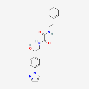 molecular formula C21H26N4O3 B2418219 N'-[2-(cyclohex-1-en-1-yl)ethyl]-N-{2-hydroxy-2-[4-(1H-pyrazol-1-yl)phenyl]ethyl}ethanediamide CAS No. 2415603-38-0