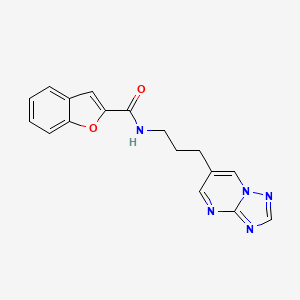 molecular formula C17H15N5O2 B2418238 N-(3-([1,2,4]triazolo[1,5-a]pyrimidin-6-yl)propyl)benzofuran-2-carboxamide CAS No. 2034277-09-1
