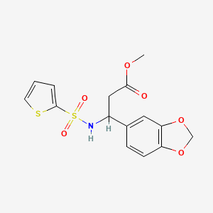 molecular formula C15H15NO6S2 B2418247 Methyl 3-(1,3-benzodioxol-5-yl)-3-[(2-thienylsulfonyl)amino]propanoate CAS No. 866144-33-4