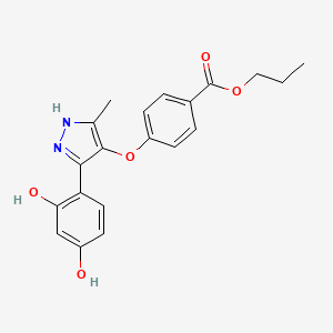 molecular formula C20H20N2O5 B2418256 propyl 4-{[5-(2,4-dihydroxyphenyl)-3-methyl-1H-pyrazol-4-yl]oxy}benzoate CAS No. 907982-57-4