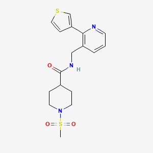 molecular formula C17H21N3O3S2 B2418259 1-(methylsulfonyl)-N-((2-(thiophen-3-yl)pyridin-3-yl)methyl)piperidine-4-carboxamide CAS No. 2034442-18-5