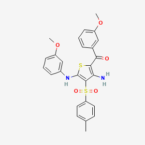 molecular formula C26H24N2O5S2 B2418264 (3-Amino-5-((3-methoxyphenyl)amino)-4-tosylthiophen-2-yl)(3-methoxyphenyl)methanone CAS No. 1115562-44-1