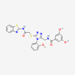 molecular formula C28H26N6O5S2 B2418278 N-((5-((2-(benzo[d]thiazol-2-ylamino)-2-oxoethyl)thio)-4-(2-methoxyphenyl)-4H-1,2,4-triazol-3-yl)methyl)-3,5-dimethoxybenzamide CAS No. 391942-55-5