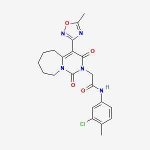molecular formula C21H22ClN5O4 B2418304 N-(3-chloro-4-methylphenyl)-2-[4-(5-methyl-1,2,4-oxadiazol-3-yl)-1,3-dioxo-1H,2H,3H,5H,6H,7H,8H,9H-pyrimido[1,6-a]azepin-2-yl]acetamide CAS No. 1775403-67-2