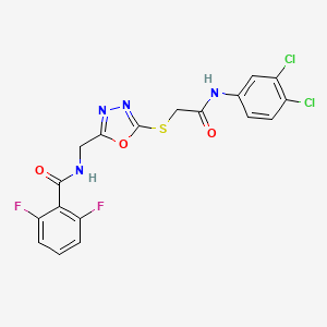 molecular formula C18H12Cl2F2N4O3S B2418317 N-((5-((2-((3,4-dichlorophenyl)amino)-2-oxoethyl)thio)-1,3,4-oxadiazol-2-yl)methyl)-2,6-difluorobenzamide CAS No. 903314-57-8
