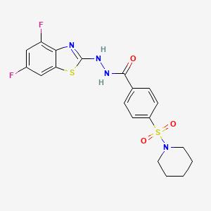 molecular formula C19H18F2N4O3S2 B2418321 N'-(4,6-difluoro-1,3-benzothiazol-2-yl)-4-(piperidine-1-sulfonyl)benzohydrazide CAS No. 851988-25-5