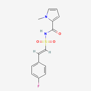 molecular formula C14H13FN2O3S B2418326 N-[(E)-2-(4-Fluorophenyl)ethenyl]sulfonyl-1-methylpyrrole-2-carboxamide CAS No. 1445763-18-7