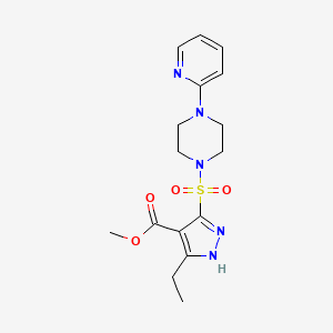 molecular formula C16H21N5O4S B2418401 methyl 3-ethyl-5-((4-(pyridin-2-yl)piperazin-1-yl)sulfonyl)-1H-pyrazole-4-carboxylate CAS No. 1322746-70-2