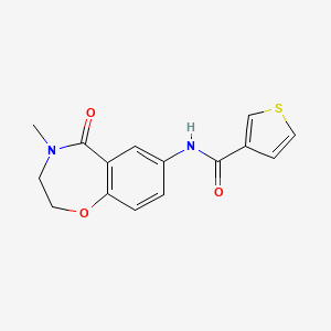 molecular formula C15H14N2O3S B2418428 N-(4-methyl-5-oxo-2,3,4,5-tetrahydrobenzo[f][1,4]oxazepin-7-yl)thiophene-3-carboxamide CAS No. 1207055-32-0