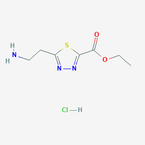 molecular formula C7H12ClN3O2S B2418435 Ethyl 5-(2-aminoethyl)-1,3,4-thiadiazole-2-carboxylate hcl CAS No. 1809250-15-4