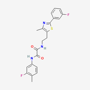 molecular formula C21H19F2N3O2S B2418456 N1-(3-fluoro-4-methylphenyl)-N2-(2-(2-(3-fluorophenyl)-4-methylthiazol-5-yl)ethyl)oxalamide CAS No. 895778-21-9