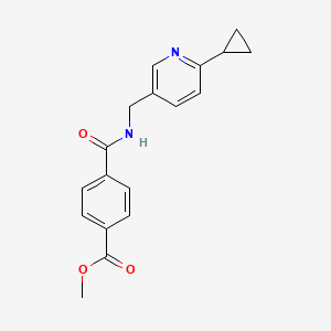 molecular formula C18H18N2O3 B2418466 Methyl 4-(((6-cyclopropylpyridin-3-yl)methyl)carbamoyl)benzoate CAS No. 2319637-13-1