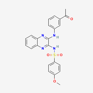 molecular formula C23H20N4O4S B2418467 N-(3-((3-acetylphenyl)amino)quinoxalin-2-yl)-4-methoxybenzenesulfonamide CAS No. 714257-26-8