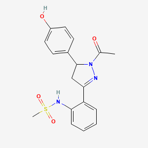 molecular formula C18H19N3O4S B2418479 N-{2-[1-acetyl-5-(4-hydroxyphenyl)-4,5-dihydro-1H-pyrazol-3-yl]phenyl}methanesulfonamide CAS No. 920445-46-1