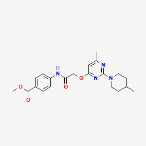 molecular formula C21H26N4O4 B2418519 METHYL 4-(2-{[6-METHYL-2-(4-METHYLPIPERIDIN-1-YL)PYRIMIDIN-4-YL]OXY}ACETAMIDO)BENZOATE CAS No. 1031962-18-1
