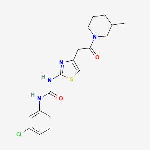 molecular formula C18H21ClN4O2S B2418525 1-(3-Chlorophenyl)-3-(4-(2-(3-methylpiperidin-1-yl)-2-oxoethyl)thiazol-2-yl)urea CAS No. 921491-83-0
