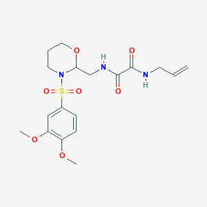 molecular formula C18H25N3O7S B2418529 N1-allyl-N2-((3-((3,4-dimethoxyphenyl)sulfonyl)-1,3-oxazinan-2-yl)methyl)oxalamide CAS No. 872976-19-7