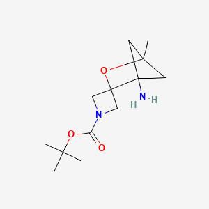 molecular formula C13H22N2O3 B2418550 Tert-butyl 1'-amino-4'-methyl-3'-oxaspiro[azetidine-3,2'-bicyclo[2.1.1]hexane]-1-carboxylate CAS No. 2490405-98-4