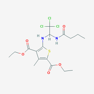 Diethyl 5-((1-butyramido-2,2,2-trichloroethyl)amino)-3-methylthiophene-2,4-dicarboxylate
