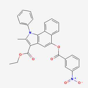 molecular formula C29H22N2O6 B2418572 ethyl 2-methyl-5-(3-nitrobenzoyloxy)-1-phenyl-1H-benzo[g]indole-3-carboxylate CAS No. 392242-58-9