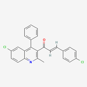 (E)-1-(6-chloro-2-methyl-4-phenylquinolin-3-yl)-3-(4-chlorophenyl)prop-2-en-1-one
