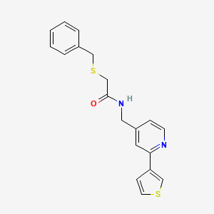 2-(benzylthio)-N-((2-(thiophen-3-yl)pyridin-4-yl)methyl)acetamide