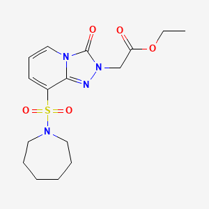 molecular formula C16H22N4O5S B2418665 ethyl 2-(8-(azepan-1-ylsulfonyl)-3-oxo-[1,2,4]triazolo[4,3-a]pyridin-2(3H)-yl)acetate CAS No. 1251690-16-0