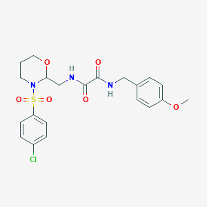 molecular formula C21H24ClN3O6S B2418668 N1-((3-((4-chlorophenyl)sulfonyl)-1,3-oxazinan-2-yl)methyl)-N2-(4-methoxybenzyl)oxalamide CAS No. 872722-61-7