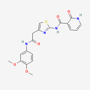 molecular formula C19H18N4O5S B2418691 N-(4-(2-((3,4-dimethoxyphenyl)amino)-2-oxoethyl)thiazol-2-yl)-2-oxo-1,2-dihydropyridine-3-carboxamide CAS No. 946207-51-8