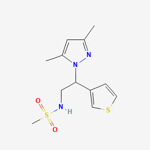 molecular formula C12H17N3O2S2 B2418692 N-(2-(3,5-dimethyl-1H-pyrazol-1-yl)-2-(thiophen-3-yl)ethyl)methanesulfonamide CAS No. 2034546-18-2