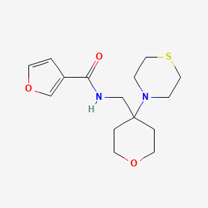 molecular formula C15H22N2O3S B2418698 N-{[4-(thiomorpholin-4-yl)oxan-4-yl]methyl}furan-3-carboxamide CAS No. 2415629-37-5