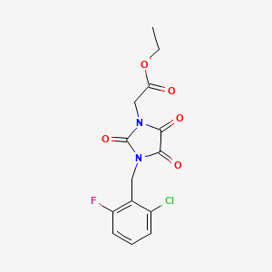 molecular formula C14H12ClFN2O5 B2418729 Ethyl 2-[3-(2-chloro-6-fluorobenzyl)-2,4,5-trioxo-1-imidazolidinyl]acetate CAS No. 303986-51-8