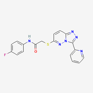 molecular formula C18H13FN6OS B2418732 N-(4-fluorophenyl)-2-{[3-(pyridin-2-yl)-[1,2,4]triazolo[4,3-b]pyridazin-6-yl]sulfanyl}acetamide CAS No. 868967-42-4