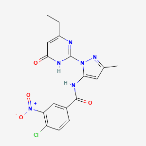 4-Chloro-N-(1-(4-ethyl-6-oxo-1,6-dihydropyrimidin-2-yl)-3-methyl-1H-pyrazol-5-yl)-3-nitrobenzamide