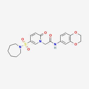 molecular formula C21H25N3O6S B2418743 2-[5-(氮杂环-1-基磺酰基)-2-氧代吡啶-1(2H)-基]-N-(2,3-二氢-1,4-苯并二氧杂环-6-基)乙酰胺 CAS No. 1358355-10-8